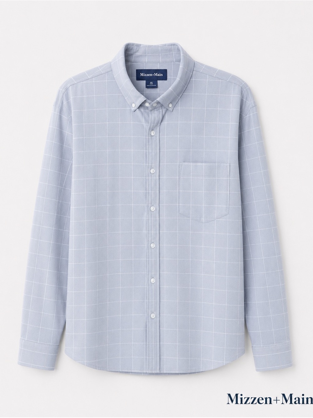 Mizzen+Main Performance Button Down Shirt Gray Windowpane | XXL Trim
